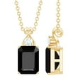 thumbnail image 1 of Rosec Jewels Emerald Cut Black Onyx Solitaire Pendant Necklace with Moissanite (6X8 mm), 18K Yellow Gold, 1 of 8