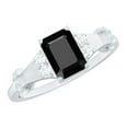thumbnail image 1 of Rosec Jewels Natural Black Onyx Emerald Cut Engagement Ring (1.8 Ct, 6X8mm, AAA Quality) - Black Onyx Diamond Ring for Women, 18K White Gold, US 11.50, 1 of 7