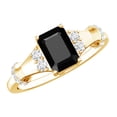 thumbnail image 1 of Rosec Jewels Natural Black Onyx Emerald Cut Engagement Ring (1.8 Carat, AAA Quality) - Black Onyx Diamond Ring for Women, 18K Yellow Gold, US 9.50, 1 of 8