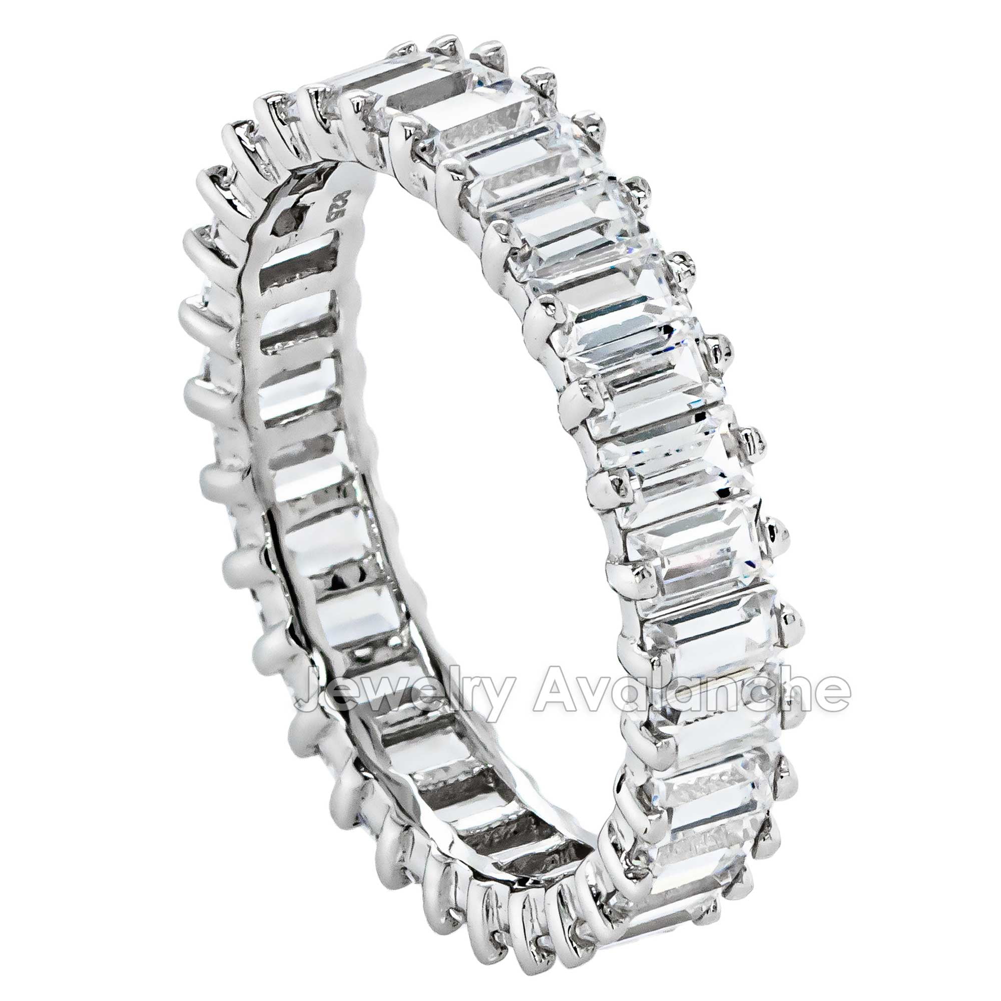 Emerald Cut CZ Ladies Eternity Band .925 Sterling Silver Polished