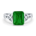 thumbnail image 1 of Emerald Cut Celtic Engagement Ring Green Emerald CZ 925 Sterling Silver Size 7, 1 of 7
