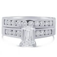 thumbnail image 1 of Emerald Cut Channel Set Modern Diamond Engagement Ring & Matching Band Wedding Set E14, 1 of 6