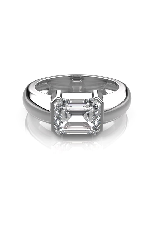 Emerald Cut Diamond East West Ring