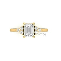 Emerald Cut Diamond Engagement Ring, Three Stone Anniversary Ring For Women