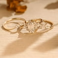 thumbnail image 1 of Emerald Cut Diamond wedding Ring- Unique Trio Rings Wedding Set in 14K Yellow Gold Vermeil- Flora Promise Ring Bridal Set, 1 of 7