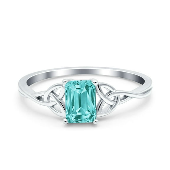 Emerald Cut Engagement Ring Paraiba Tourmaline CZ Solid 925 Sterling Silver Size 5