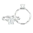 thumbnail image 1 of Rosec Jewels Moissanite Emerald Cut Engagement Ring 2 Carat - Braided Ring - 6X8 mm - D-VS1 Quality Certified, 10K White Gold, US 5.50, 1 of 7