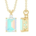 thumbnail image 1 of Rosec Jewels Emerald Cut Ethiopian Opal Solitaire Pendant for Women with Diamond - 6X8 MM, 10K Yellow Gold, 1 of 7