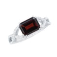 thumbnail image 1 of Rosec Jewels Emerald Cut Garnet Solitaire Ring with Diamond for Women, Crossover Ring, 925 Sterling Silver, US 12.00, 1 of 9