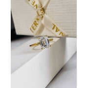 Pure Elegance Emerald Cut White Diamond Solitaire Promise Ring, 2 ct. t.w., 925 Sterling Silver