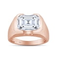 thumbnail image 1 of Emerald Cut Lab Created Moissanite Diamond Solitaire Signet Engagement Ring For Men In 14K Rose Gold Over Sterling Silver(G-H Color,VVS1 Clarity,3.6 Cttw)-7.5, 1 of 7