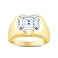 thumbnail image 1 of Emerald Cut Lab Created Moissanite Diamond Solitaire Signet Engagement Ring For Men In 14K Yellow Gold Over Sterling Silver(G-H Color,VVS1 Clarity,3.6 Cttw)-9, 1 of 7