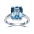 thumbnail image 1 of Emerald Cut Lab Created Sky Blue Topaz and Moissanite Solitaire Wedding Ring in 925 Sterling Silver – December Birthstone Cocktail Ring – Unique Statement Gift for Women, 1 of 8