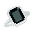 thumbnail image 1 of Rosec Jewels Emerald Cut Lab Grown Black Diamond Ring with Diamond Halo for Women - 8X10 mm, 925 Sterling Silver, US 12.50, 1 of 8