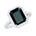 thumbnail image 1 of Emerald Cut Lab Grown Black Diamond Ring with Diamond Halo for Women - 8X10 mm, 925 Sterling Silver, US 8.50, 1 of 8