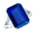 thumbnail image 1 of Rosec Jewels Lab Grown Sapphire Ring Emerald Cut (9 Ct, 10X14 mm, AAAA Quality) - Big Sapphire Cocktail Ring with Jewelry Box, 14K White Gold, US 9.00, 1 of 9