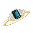 thumbnail image 1 of Rosec Jewels London Blue Topaz Emerald Cut Engagement Ring - Real Blue Topaz Diamond Ring (0.7 Ct, AAA Grade) - with Jewelry Box, 10K Yellow Gold, US 10.50, 1 of 8