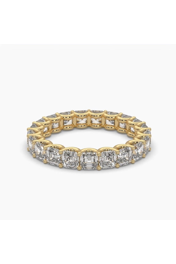 Emerald Cut Moissanite 18k Shared Prong Eternity Ring