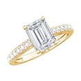 thumbnail image 1 of Rosec Jewels Emerald Cut Moissanite Engagement Ring with Hidden Halo - 6X8 mm, 2 Ct, D-VS1 Grade, 18K Yellow Gold, US 8.00, 1 of 9