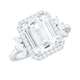 thumbnail image 1 of Rosec Jewels Certified Moissanite Emerald Cut Halo Engagement Ring (7X9 mm, D-VS1 Quality) - with Jewelry Box, 10K White Gold, US 7.00, 1 of 8