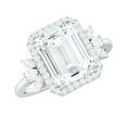 thumbnail image 1 of Rosec Jewels Certified Moissanite Emerald Cut Halo Engagement Ring (7X9 mm, D-VS1 Quality) - with Jewelry Box, 925 Sterling Silver, US 11.50, 1 of 9