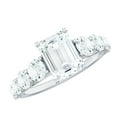 thumbnail image 1 of Emerald Cut Moissanite Solitaire Engagement Ring (D-VS1 Grade, 6X8 mm), 925 Sterling Silver, US 6.50, 1 of 8