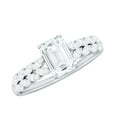 thumbnail image 1 of Rosec Jewels Certified Moissanite Emerald Cut Engagement Ring 2 Ct - Solitaire Ring for Women - 6X8 mm - D-VS1 Quality, 14K White Gold, US 4.00, 1 of 9