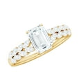 thumbnail image 1 of Rosec Jewels Certified Moissanite Emerald Cut Engagement Ring 2 Ct - Solitaire Ring for Women - 6X8 mm - D-VS1 Quality, 14K Yellow Gold, US 6.50, 1 of 9