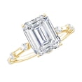 thumbnail image 1 of Rosec Jewels Emerald Cut Moissanite Solitaire Engagement Ring with Spaced Accent - 7X9 mm, 18K Yellow Gold, US 5.50, 1 of 9