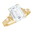 thumbnail image 1 of Rosec Jewels Moissanite Emerald Cut Engagement Ring 2 Ct - 7X9 mm - Celtic Knot Ring - D-VS1 Quality Certified, 14K Yellow Gold, US 3.00, 1 of 9