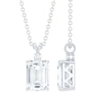 thumbnail image 1 of Rosec Jewels Emerald Cut Moissanite Solitaire Pendant for Women (6X8 mm, D-VS1 Grade), 14K White Gold, 1 of 6