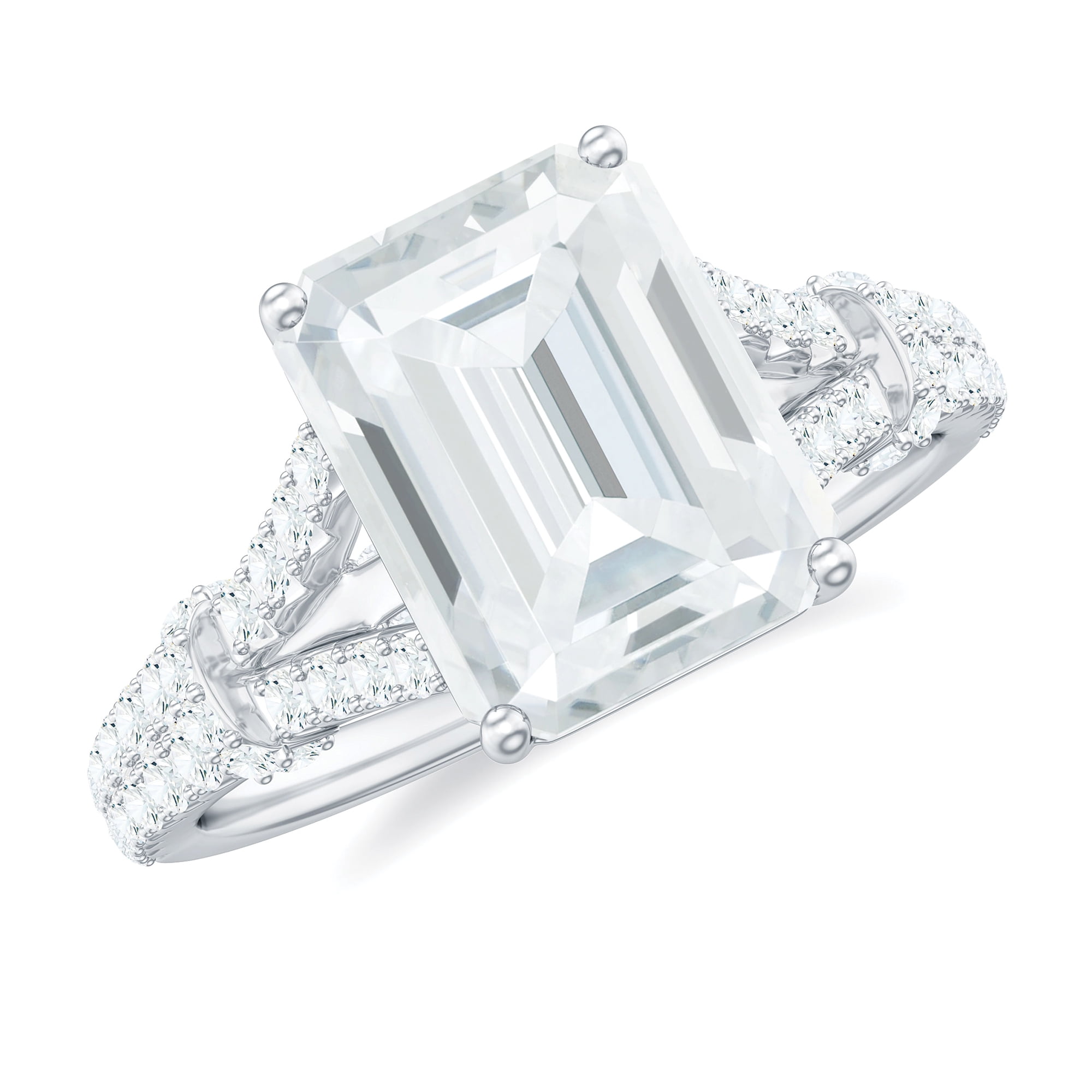 Emerald Cut Moissanite Solitaire Ring, Statement Engagement Ring (7X9 ...