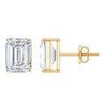 thumbnail image 1 of Rosec Jewels Certified Moissanite Solitaire Stud Earrings for Women - 6X8 mm - D-VS1 Quality - with Screw Back - Ready to Gift, 14K Yellow Gold, 1 of 7