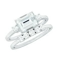 thumbnail image 1 of Rosec Jewels Moissanite Wedding Bridal Ring Set of 2 - 6X8 mm Emerald Cut Engagement Ring with Enhancer - D-VS1 Grade, 18K White Gold, US 6.00, 1 of 7