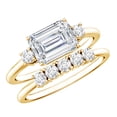thumbnail image 1 of Rosec Jewels Moissanite Wedding Bridal Ring Set of 2 - 6X8 mm Emerald Cut Engagement Ring with Enhancer - D-VS1 Grade, 18K Yellow Gold, US 8.50, 1 of 7