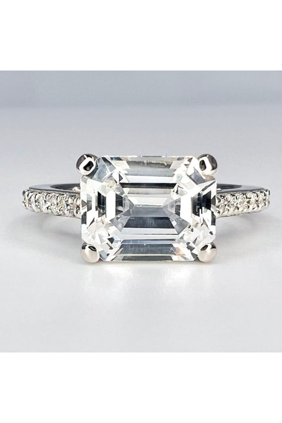 Emerald Cut Mossianite Gemstone Ring 925 Sterling Silver Ring For Women Solitaire Engagement Ring