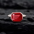 thumbnail image 1 of Emerald Cut Mozambican Ruby Engagement Ring Rose Gold Plated Pink Gemstone Girlfriend Proposal Ring July Birthstone Solitaire Bridal Gift Ring, 1 of 5