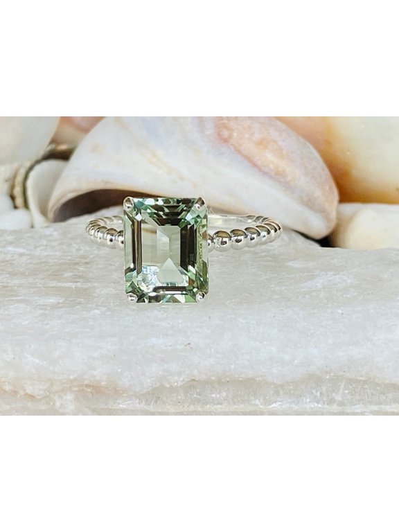 Emerald Cut Prasiolite Ring, Large Prasiolite Ring, Emerald Cut Green Amethyst Ring, Emerald Cut Prasiolite Ring, Statement Ring