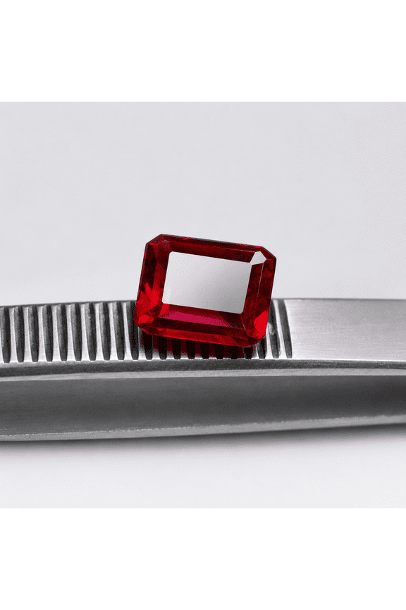 Emerald Cut Red Ruby Loose Gemstone, Faceted Rectangular Stone for Rings, Pendants and Custom Jewelry Making