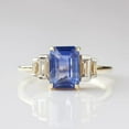 thumbnail image 1 of Emerald Cut Sapphire Cocktail Ring Women's Solitaire Engagement 14k Gold Plated Jewelry for Special Occasions, 1 of 4
