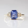 thumbnail image 1 of Emerald Cut Sapphire Cocktail Ring Women's Solitaire Engagement 14k Gold Plated Jewelry for Special Occasions, 1 of 3