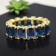 thumbnail image 1 of Emerald Cut Sapphire Wedding Band Yellow Gold Prong Set Band September Birthstone Promise Band Blue Gemstone Band Persoonalized Gift For Her, 1 of 3