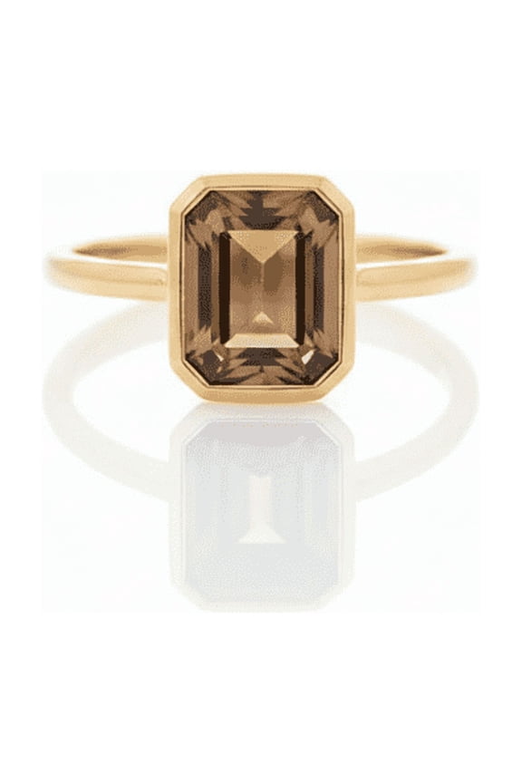 Emerald Cut Smoky Quartz Ring, 925 Sterling Silver Engagement Ring, Bezel Solitaire Ring, Anniversary Ring, Wedding Ring, Gift For Closed Ones.