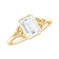 thumbnail image 1 of Rosec Jewels Certified Moissanite Emerald Cut Engagement Ring 2 Carat - Celtic Knot Ring (6X8 mm, D-VS1 Quality), 10K Yellow Gold, US 12.50, 1 of 8