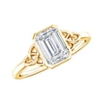 thumbnail image 1 of Rosec Jewels Certified Moissanite Emerald Cut Engagement Ring 2 Carat - Celtic Knot Ring (6X8 mm, D-VS1 Quality), 10K Yellow Gold, US 12.50, 1 of 8