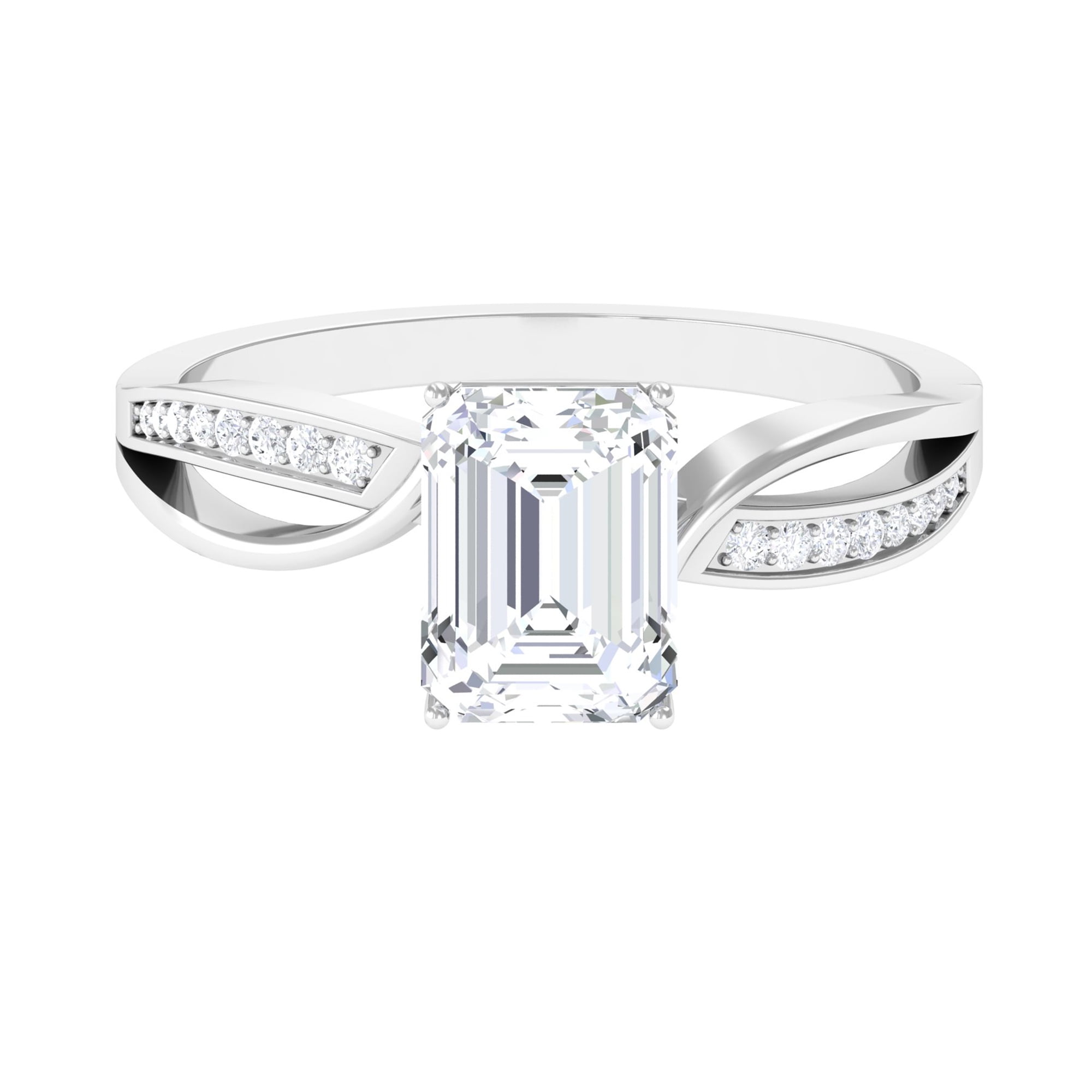 Emerald Cut Solitaire Moissanite Infinity Engagement Ring (6x8 MM, 2 Ct