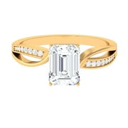 Emerald Cut Solitaire Moissanite Infinity Engagement Ring (2 CT, D-VSI Quality), 10K Yellow Gold, US 7.00