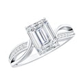 thumbnail image 1 of Rosec Jewels Emerald Cut Solitaire Moissanite Infinity Engagement Ring (6X8 mm, 2 Ct, D-VS1 Grade), 925 Sterling Silver, US 4.00, 1 of 9