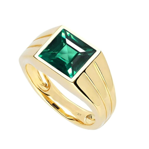 Emerald Cut Sterling Silver/Gold Plated Silver Rings for Women, Genuine May Birthstone Green Gemstone Propose Wedding Jewelry Set