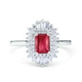 thumbnail image 1 of Emerald Cut Vintage Wedding Ring Simulated Ruby CZ 925 Sterling Silver Size 8, 1 of 4